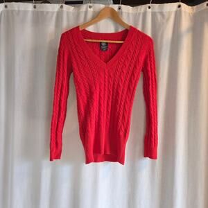 American Eagle Y2K Cable Knit Sweater. Tomato Red M Preppy